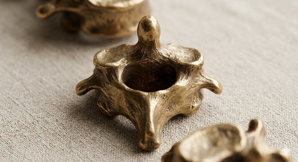 Close-up of 6ACK6ONE brass vertebra charm